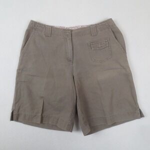 J Jill Shorts Womens 6 Brown Bermuda Mid‎ Rise Embroidered 100% Cotton Casual